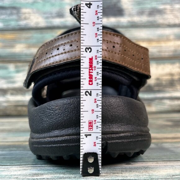 Footjoy Golf Sandals Brown Faux Leather 3 Hook & Loop Adjustable Straps Mens 8M - Picture 11 of 12